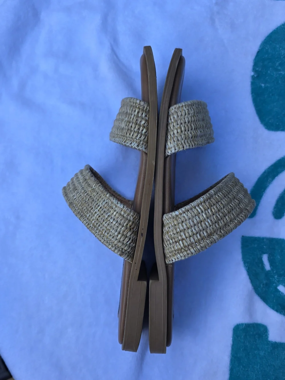 Steve Madden Tan Woven Double-Band Slide Sandals